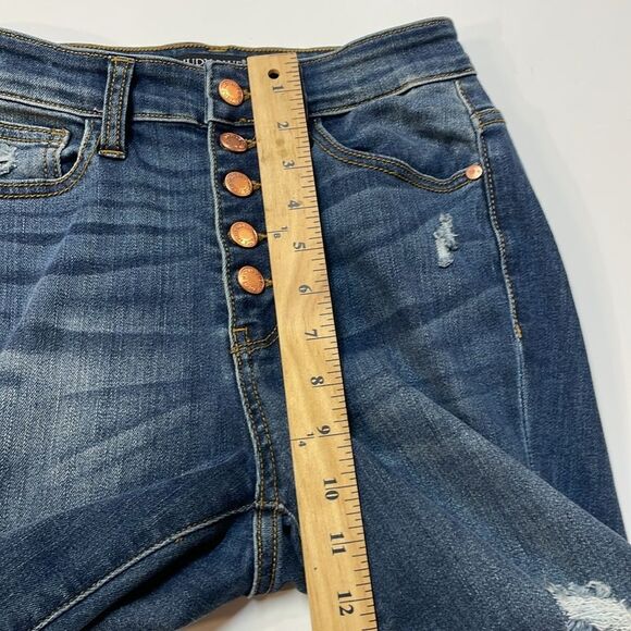 Judy Blue Distressed Skinny Woman’s Jeans High Rise Button Fly Sz 1 - Picture 9 of 13